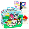 Sanrio Lunch Bag Set - Bundle of Sequined Hello Kitty Lunch Box with My Melody, Kuromi, Cinnamoroll and Tattoos, Bottle, More School Supplies for Kids