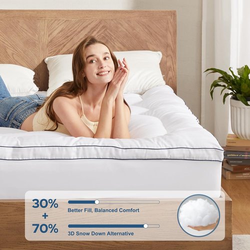 BEDLORE King Mattress Topper - Thick Pillow Top Pad for Back Pain Relief | Cooling Soft Cover with Deep Pockets