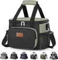 Lifewit Insulated Lunch Bag - Soft Cooler Tote for Adults | Black & Green, 12-Can Capacity (9L)