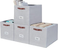 DECOMOMO Storage Baskets - 13x15x13 Cube Bins with Labels for Organized Shelves | Light Grey (4pcs)