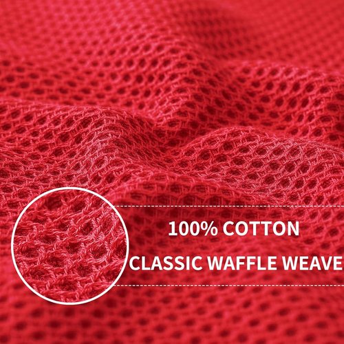 Homaxy 100% Cotton Dish Cloths - Ultra Soft & Absorbent Quick-Drying Towels | 12x12 Inches, 6-Pack, Red