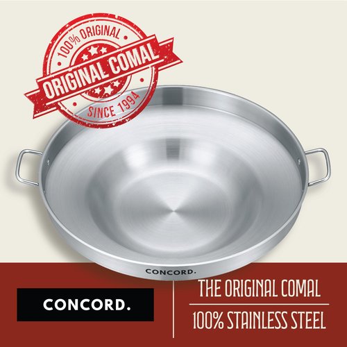 Concord Stainless Steel Comal Frying Bowl Cookware (22"), silver (S4008 S4812 S5612)