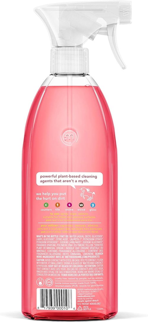 Method All-Purpose Cleaner - Pink Grapefruit Scent | Versatile for Counters, Tiles & Stone - 28 oz Spray Bottle