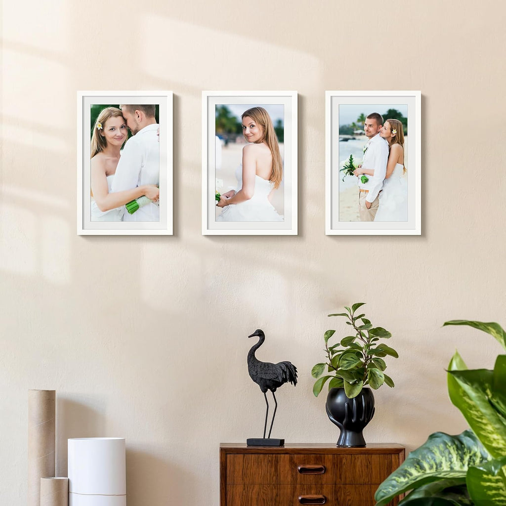Upsimples 11x17 Picture Frame - Versatile Display for 9x15 with Mat or 11x17 Without | White, 1 Pack