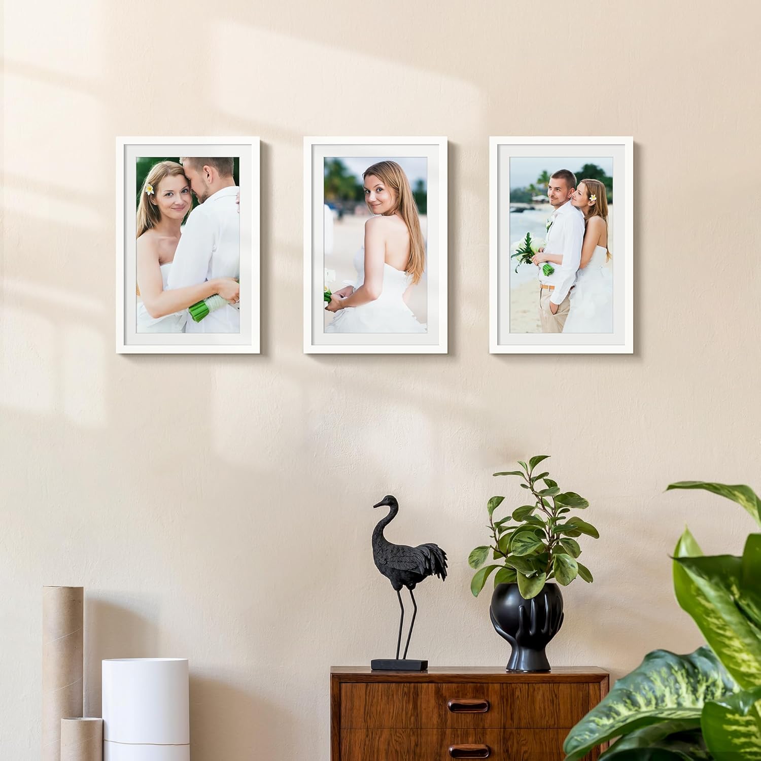 Upsimples 11x17 Picture Frame - Versatile Display for 9x15 with Mat or 11x17 Without | White, 1 Pack