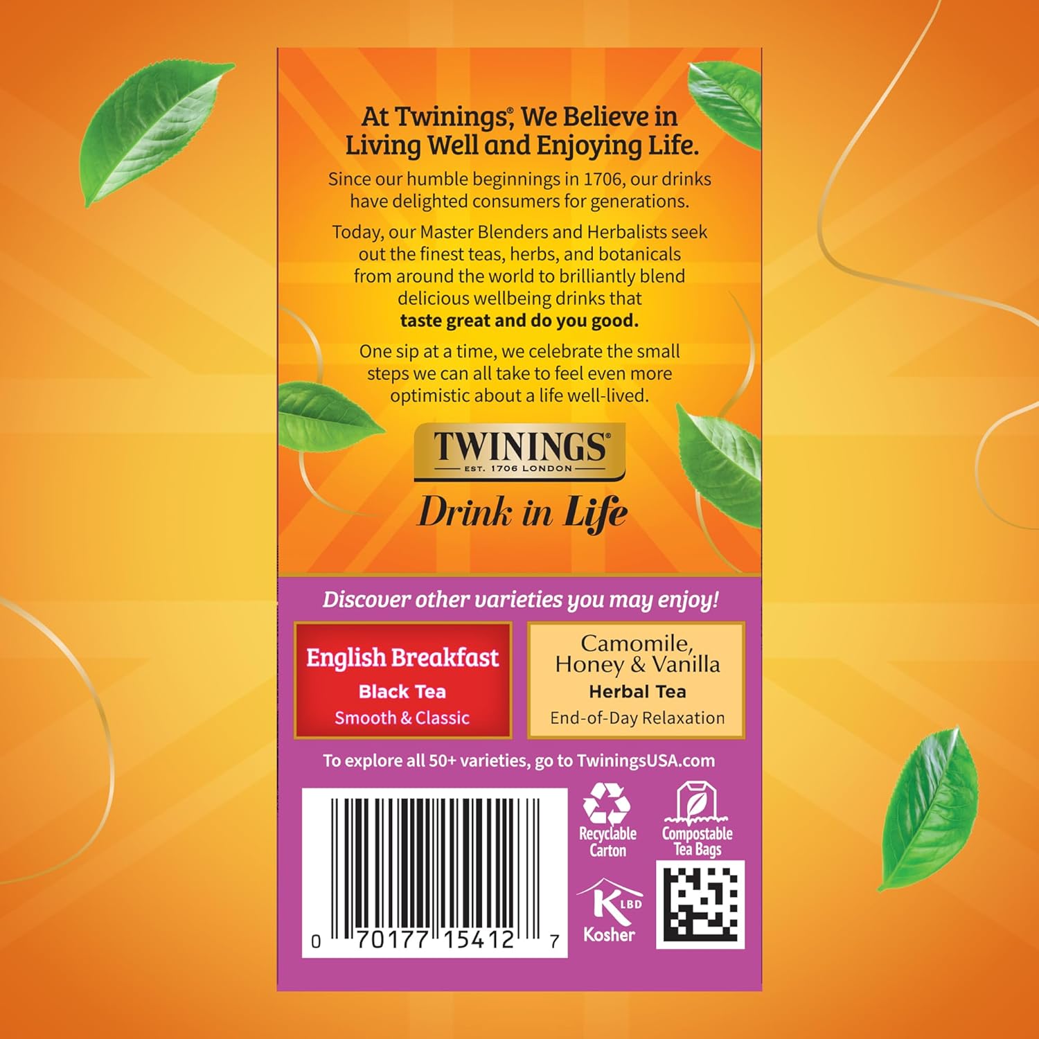 Twinings Darjeeling Black Tea - Delicate Light Taste, Caffeinated, 120 Individually Wrapped Bags