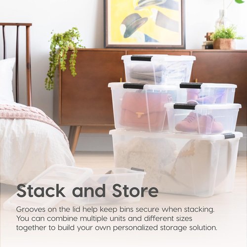 IRIS USA Plastic Storage Bin Combo Pack - Durable Lids & Secure Latching Buckles | 19/32 Qt, 3-Pack, Clear