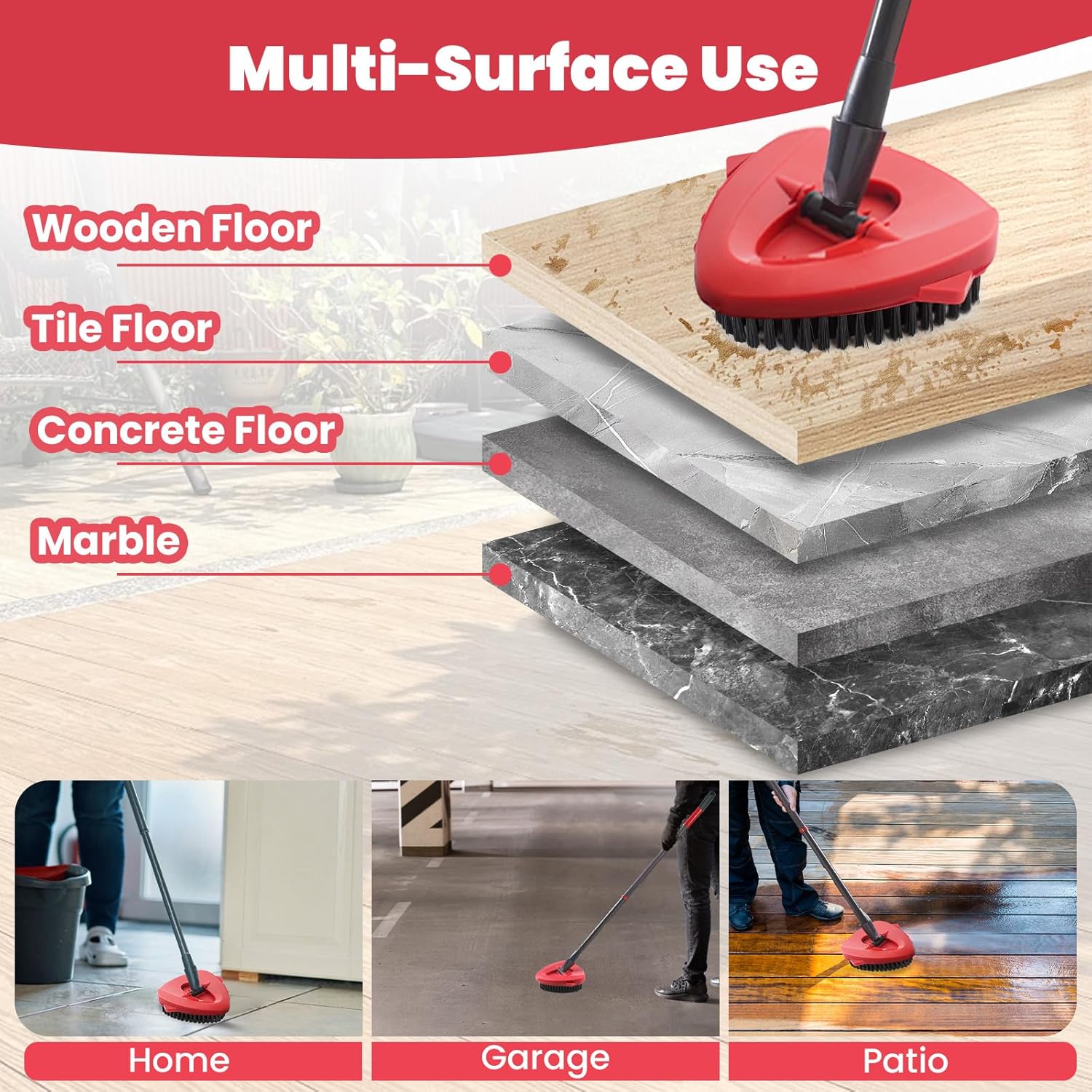 O-Cedar Spin Mop Replacement Set - 2 Microfiber Mop Heads, 58" Handle & Scrub Brush Attachment