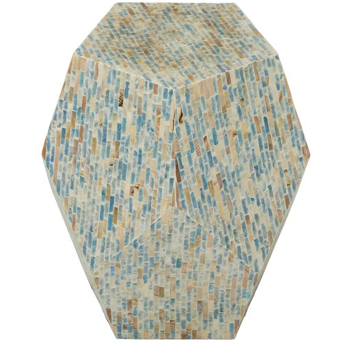 Deco 79 Mother of Pearl Shell Handmade Side End Accent Table End Table, Side Table 16" x 16" x 19", Multi Colored