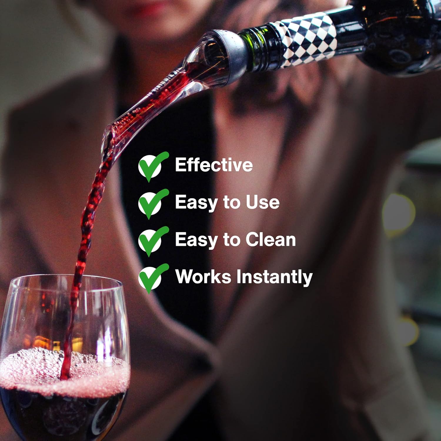 Wine Aerator Pourer (2 Pack, Silver and Black) by Vintorio