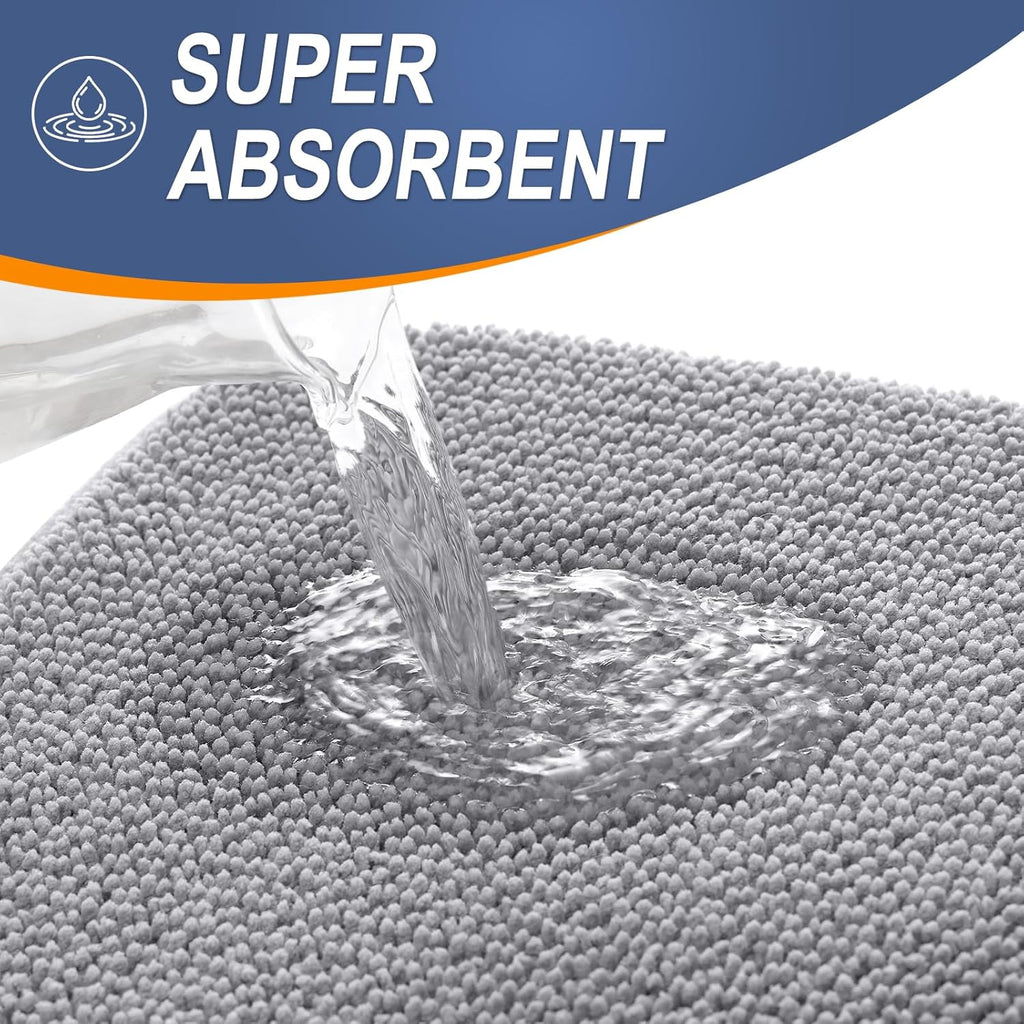 OLANLY Bath Mat Rug - Thick Memory Foam, Extra Soft & Absorbent | Non-Slip, Quick Dry, 30x20, Grey
