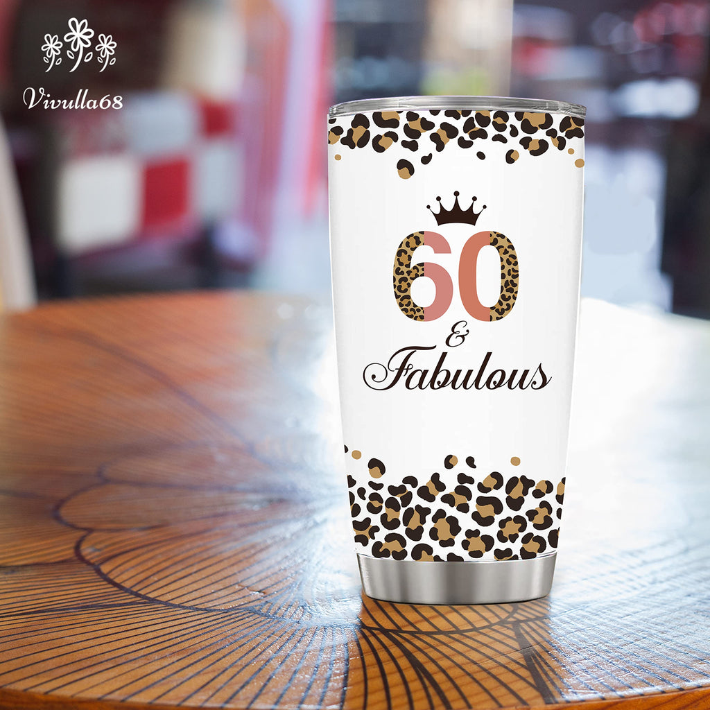 Vivulla68 Happy 60th Birthday Gifts For Women, 60 Birthday Gift For Women, Gifts For 60 Year Old Woman, 1965 Birthday Gifts Woman, Turning 60 Gifts, 60th Birthday Tumbler With Lid and Straw