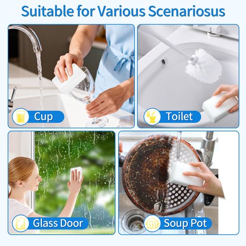 50-Pack Magic Sponges Cleaning Eraser Multi-Functional Melamine Sponge Foam Cleaning Pads for Household Bathroom Furniture Bathtub Sink Cleaning Kitchen Dish Sponge, 3.1"x1.9"x1.2"