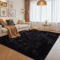 junovo 6x9 Black Washable Area Rug for Boys Bedroom Living Room, Soft Non-Slip Fluffy Rugs, Shag Plush Memory Foam Carpet for Kids Room Baby Nursery Home Decor