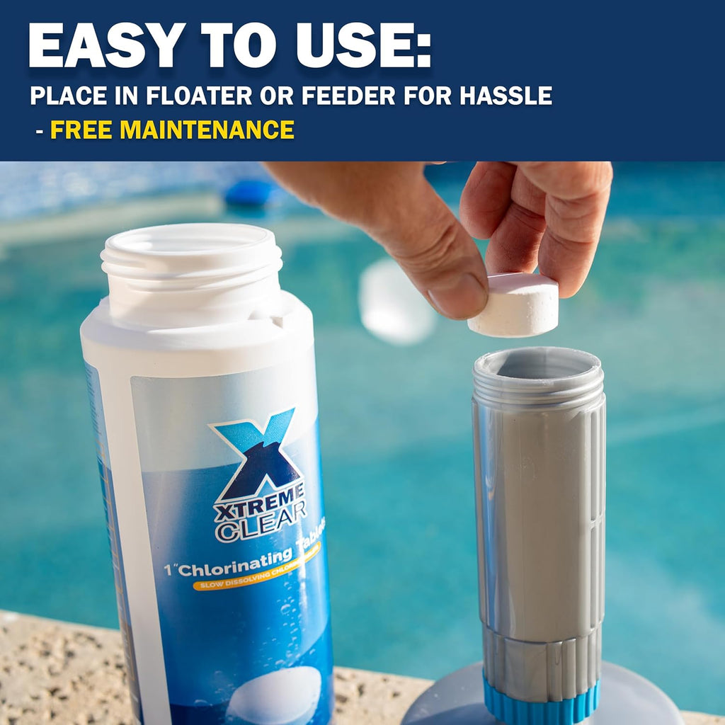 XtremeClear Chlorine Tablets - Long-Lasting 1" Stabilized Tablets for Pools & Spas - 1.5 Pounds