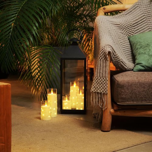 Homemory Flameless Candles - Battery Operated LED Candles with Fairy Lights & Remote Control | Ivory Set of 5 (5" 6" 8" 8")