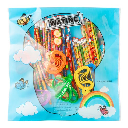 WATINC 100 Days of School Awards Set - 162Pcs Hooray 100 Days School Bracelets Smarter Greeting Cards Student Reward Stickers, Happy 100th Pencils Eraser Party Supplies for Classroom Teacher (Big Set)
