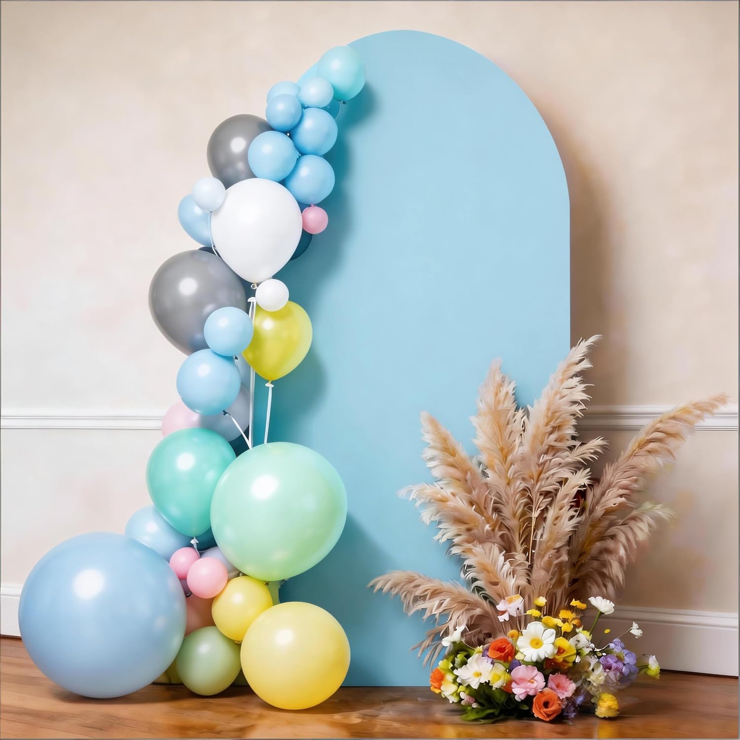 Skiennix 7.2 FT Light Blue Arch Backdrop Cover - Fitted Spandex for Weddings, Baby Showers & Events