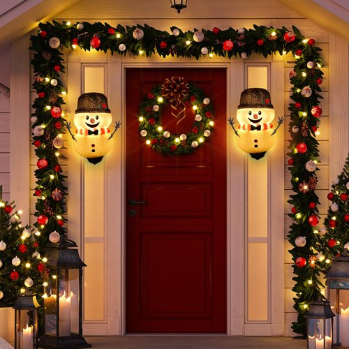 2 Pack Snowman Christmas Porch Light Covers for Porch Lights, Winter Holiday Outdoor Christmas Decorations for Porch Light, Garage Light