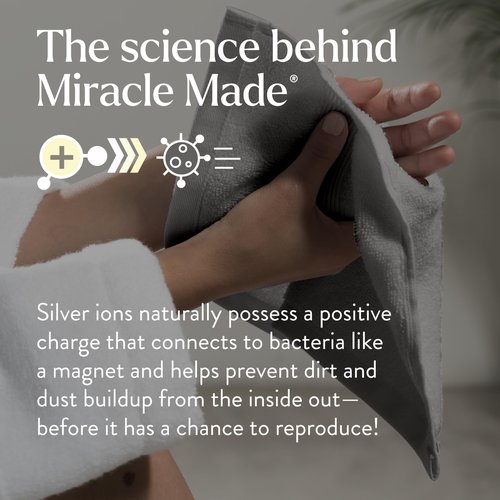 Miracle Made Soft Hand Towel, Long-Staple Silver-Treated Cotton Fabric – Fade Resistant, Highly Absorbent, Quick-Drying Cloth, Stone
