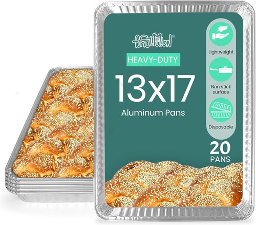 FUNSTITUTION Aluminum Foil Pans - 13x17 Disposable Baking Pans for Grilling, Cooking & Storing | 20 Pack
