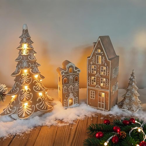 Cynkeyee Gingerbread House | Indoor Christmas Decorations - Resin Village Decor Gift for Women, 2.5x2x5.5 Inch