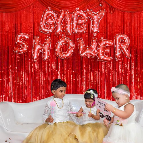 Foil Curtain Backdrop by [Brand Name] - 20 Pack Red Metallic Tinsel Fringe for Parties & Celebrations