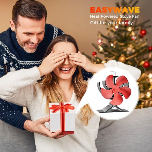 Easywave Wood Stove Fan Non Electric: Heat Powered Fireplace Fan with Slot & Spring Fixed on Propane Heater, Thermoelectric Thermal Fan for Wood Burning Stove/Pellet/Log Burner/Buddy Heater