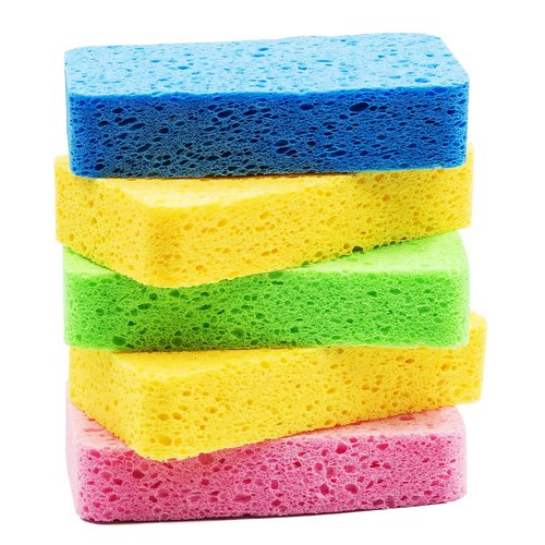 Temede Large Cellulose Sponges, Kitchen Sponges for Dish, Thick Heavy Duty Scrub Sponges, Non-Scratch Scrubber for Household, Cookware, Bathroom, Compressed Packaging (5 Pack)