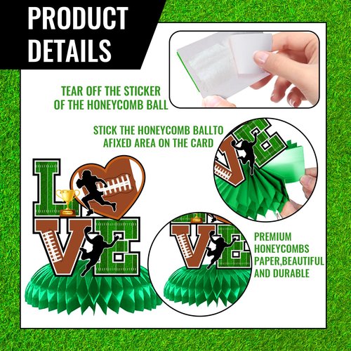 12Pcs Football Party Decorations Football Honeycomb Centerpieces Football Table Centerpiece Supplies for Football Birthday Party Tailgate Game Day Party Decorations Supplies