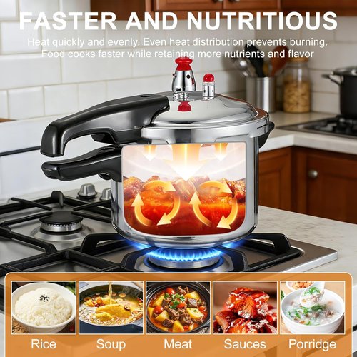 DOITOOL Aluminum Pressure Cooker - 2 Liters | Fast Cooking with Safety Valves & Even Heat Distribution