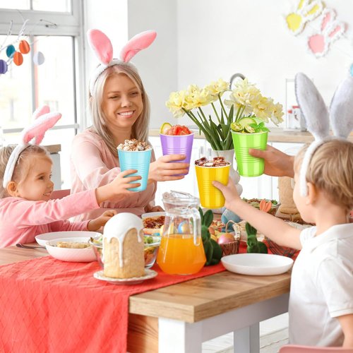 Kochorie 12 Ounce Disposable Plastic Cups - 50 Pack in Pastel Rainbow for Parties & Events