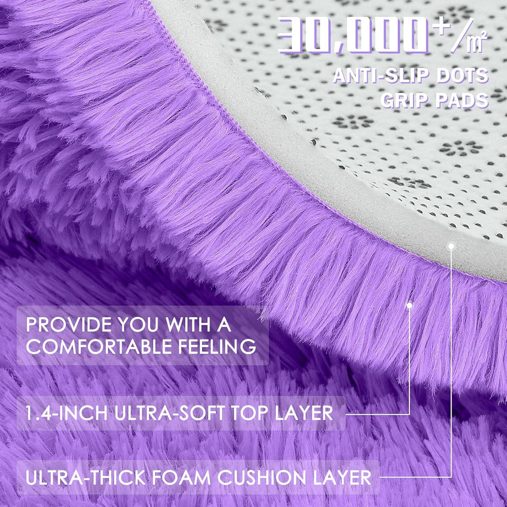 OLANLY Large Area Rug - Soft Fluffy Shaggy Carpet for Living Room & Bedroom | Machine Washable, Purple