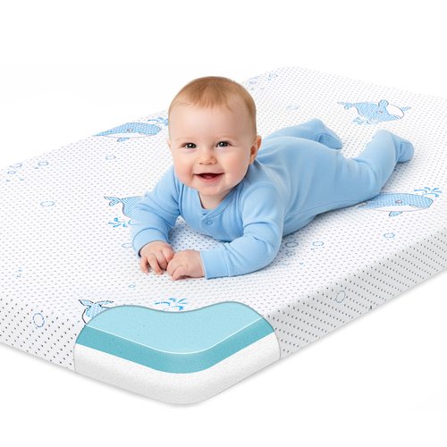 GOODFINDS Pack and Play Mattress, 38"x26" Soft & Firm Memory Foam Pack N Play Mattresses, Baby Mattress for Pack N Play with Non-Slip Bottom Washable Cover