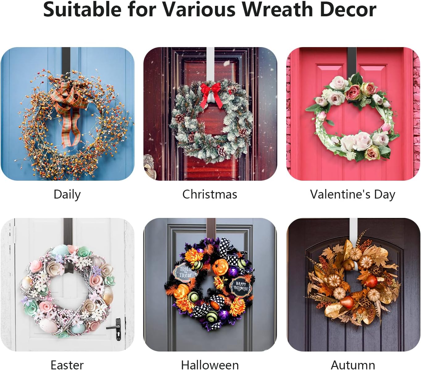 Adjustable Wreath Hanger by [Brand Name] - Over The Door Hook for 15 to 25 Inches | Holds Up to 20 lbs