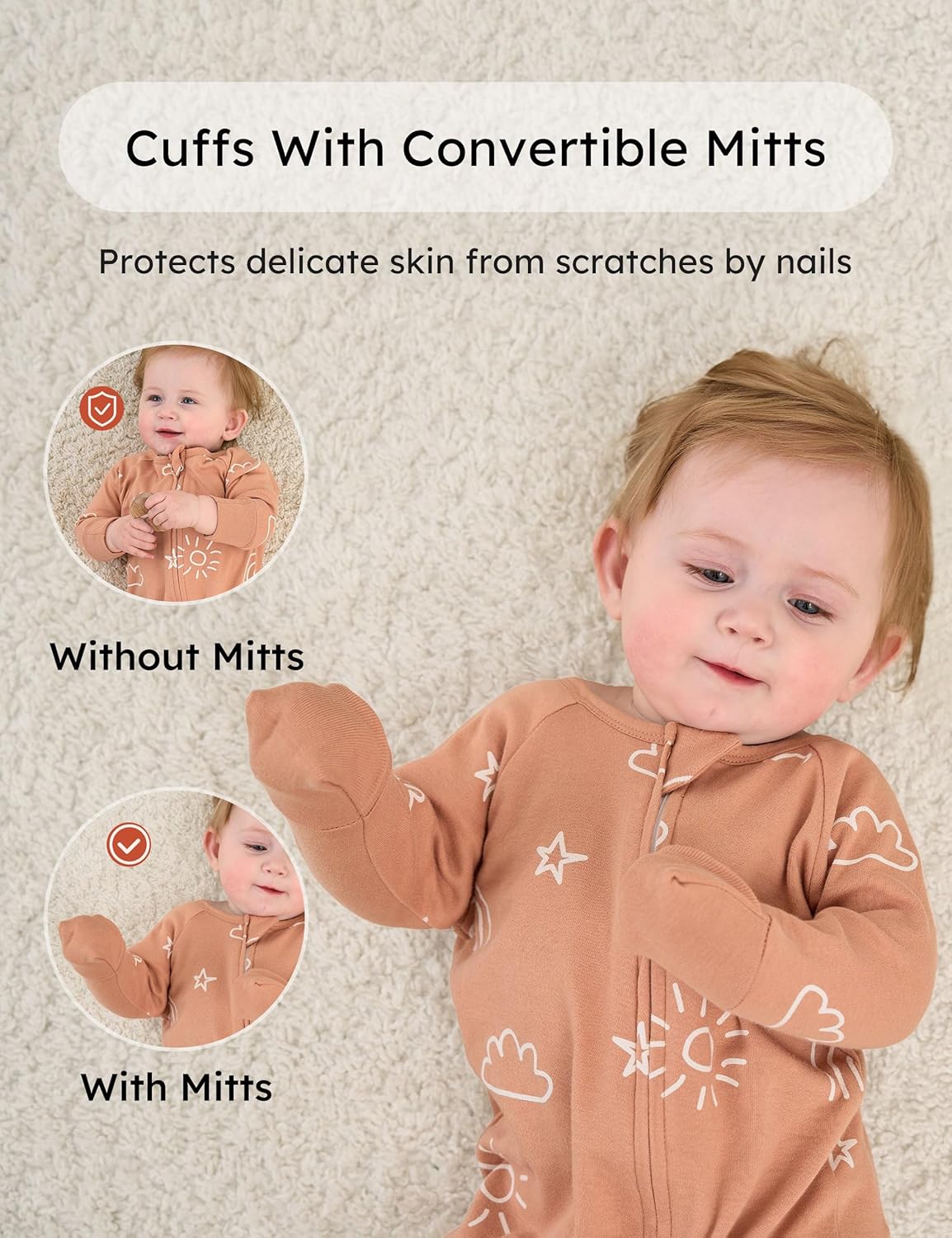 Yoofoss Baby Pajamas - 100% Organic Cotton Sleepers for Newborns | 3-Piece Footed PJs Set