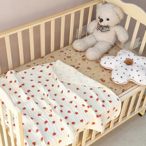 Ultra Soft 6-Layer Muslin 100% Cotton Baby Blanket 41"x41" Breathable Lightweight Strawberry Swaddle Blankets for Baby Toddlers Birthday Gifts All Seasons