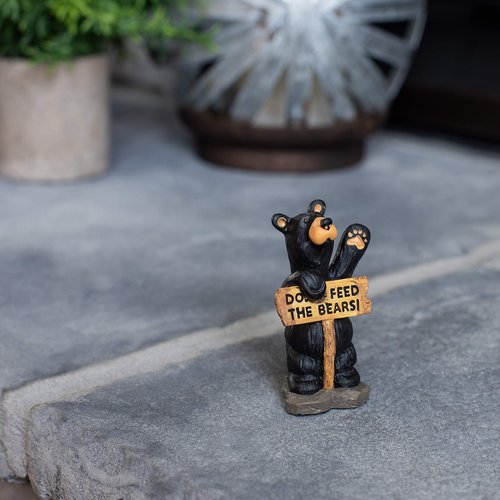 DEMDACO Bearfoots by Jeff Fleming Don't Feed The Bears Mini Black Bear 3 x 2 Hand-cast Resin Figurine Sculpture