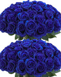 Lcuasc 50pcs Artificial Roses Flowers in Bulk,Realistic Silk Fake Rose with Long Stem for Wedding Centerpieces Bouquet Party Floral Arrangement Home Decoration(Royal Blue)