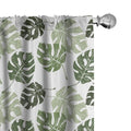 Ambesonne Monstera Window Curtains Pack of 2, Tropical Jungle Foliage Hawaiian Nature Growth Sketchy Leaves Environment Eco, Lightweight Set with Rod Pocket, 4 Panels of - 28" x 84", Green and White