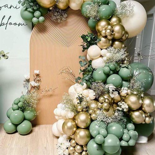 MEBAY Balloon Garland Kit - Sage Green & White Gold | 146 Pcs Latex Balloons in Various Sizes for Parties