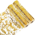 Sunlunckystar Gold Table Runner 2 Pieces, Sequin Glitter Foil Metallic Mesh Gold Table Runners Roll 11x108 Inch, Table Decorations for Wedding, Christmas, Birthday Party