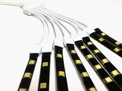 HUALAND RGB 4 Pins White RGB LED Splitter Cable LED Strip Connector 8 Way Splitter Y Splitter for One to Eight RGB 5050 3528 LED Light Strips with,RGB Extension Cable，1m RGB Wire