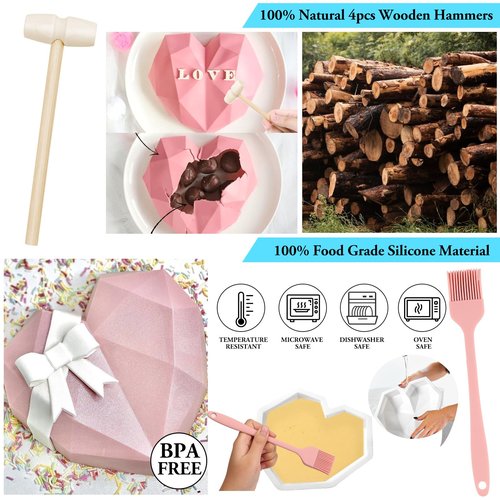 34Pcs Valentine's Day Heart Silicone Molds, Sublaga Breakable Heart Mold Set for Chocolate, Letter Mold and Number Chocolate Molds for Valentine Candy Making