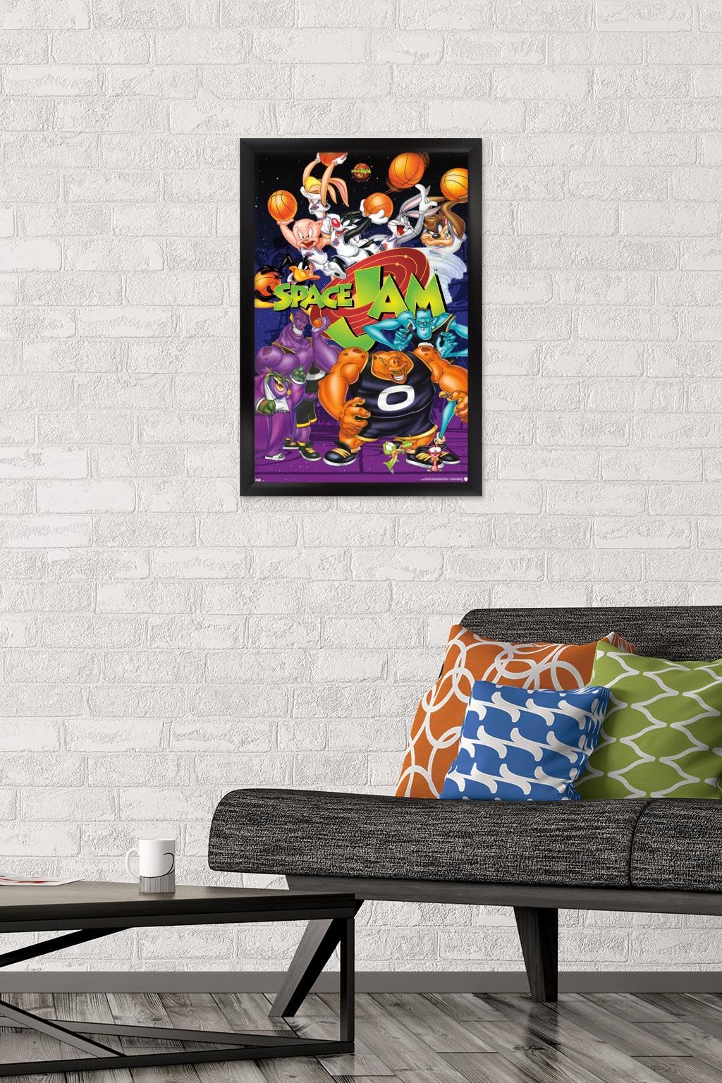 Trends International Looney Tunes: Space Jam - Collage Wall Poster, 14.725" x 22.375", Black Framed Version