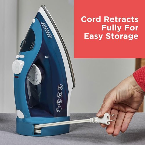 BLACK+DECKER Steam Iron - 1200W with Retractable Cord, Vertical Steaming & Anti-Drip Design