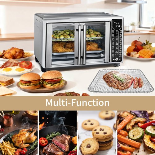 GCQFZ Toaster Oven Replacement Parts for Gourmia GTF7655 GTF7460 GTF7465 GTF7520,3 IN 1 Tray Basket Rack Kit for Gourmia Digital Toaster Oven Air Fryer 17 Cooking Presets French Door 1700W 24L