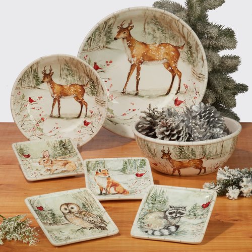 Winter’s Walk Set of 4 Ceramic Dessert Plates – Serve cakes, pies, or sweet treats on these charming woodland dessert plates that capture the peaceful spirit of a snowy forest scene