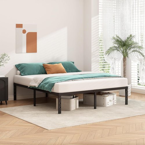 HLIPHA Metal Platform Bed Frame - 14-Inch Tall Full Size | Heavy-Duty Support Slats, Easy Assembly, Black