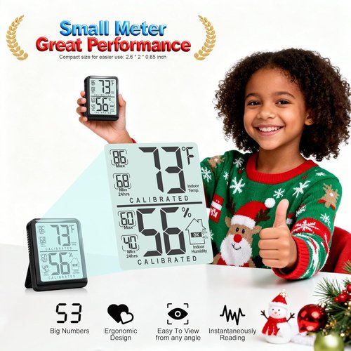 Antonki Digital Room Thermometer | Indoor Hygrometer with Max/Min Record - Battery Included, Compact Size
